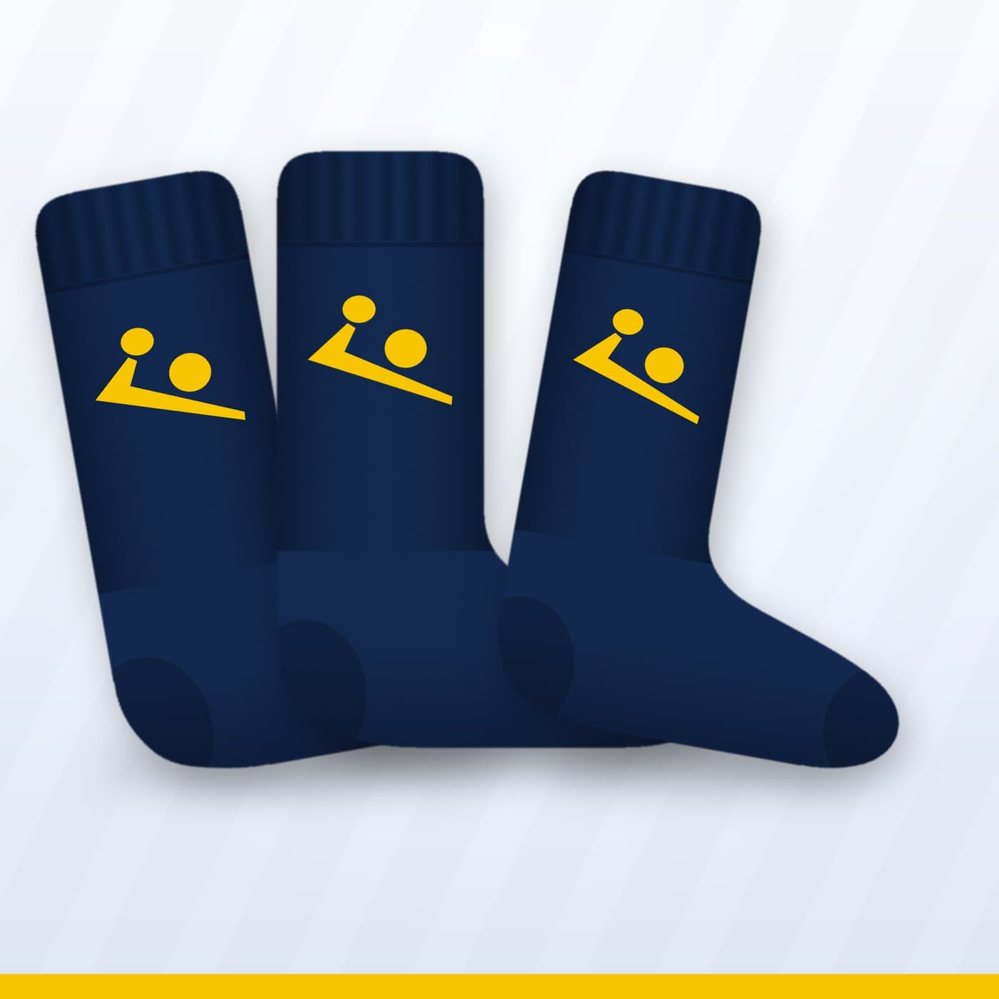 Pack de 3 pares de meias azul-escuras com o símbolo do Camões Andebol em amarelo